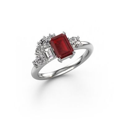 Ring Sabina 585 white gold ruby 7x5 mm