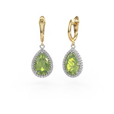Drop earrings Tilly per 3 585 white gold peridot 12x8 mm