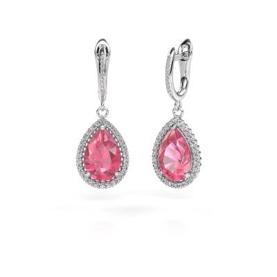 Oorhangers Tilly per 4 950 platina roze saffier 12x8 mm