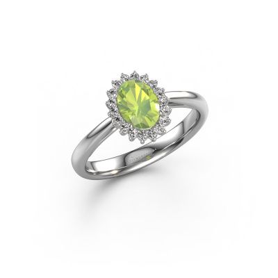 Verlobungsring Tilly ovl 1 585 Weißgold Peridot 7x5 mm