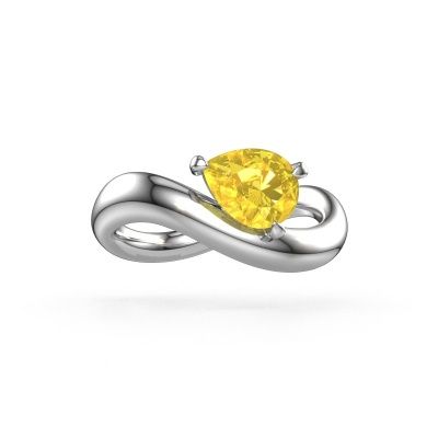Engagement ring Chloe PER 950 platinum yellow sapphire 8x6 mm