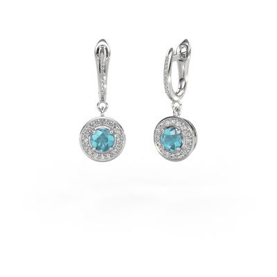 Drop earrings Ninette 2 950 platinum blue topaz 5 mm