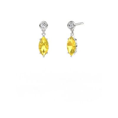 Pendants d'oreilles Lacey MRQ 950 platine saphir jaune 10x5 mm