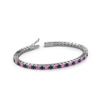 Bracelet tennis Karin 3.5 mm 585 or blanc saphir rose 3.5 mm