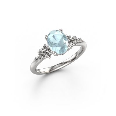 Engagement ring Emma OVL 950 platinum aquamarine 8x6 mm