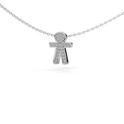 Pendant Boy 585 white gold zirconia 1 mm