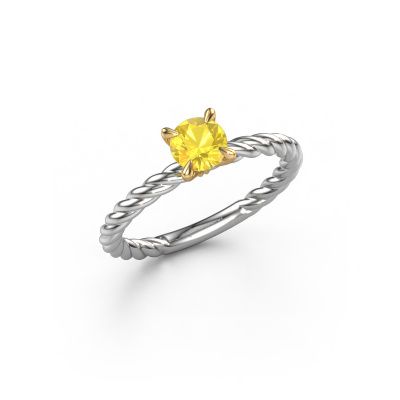 Engagement ring Twanna 585 white gold yellow sapphire 5 mm