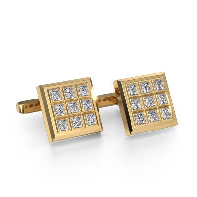 Manschettenknöpfe Clen 585 Gold Zirkonia 3 mm