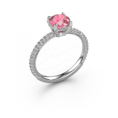 Engagement ring Saskia RND 2 950 platinum tourmaline pink 7 mm