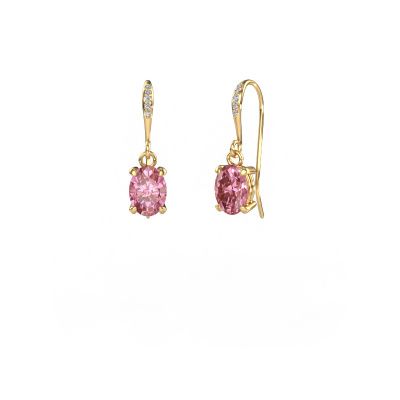 Pendants d'oreilles Laurie OVL 2 585 or jaune diamant synthétique roze 7x5 mm