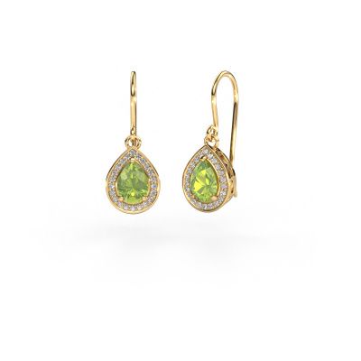 Drop earrings Beverlee 1 585 gold peridot 7x5 mm