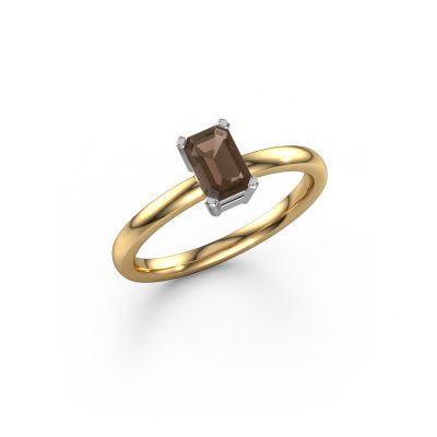 Engagement ring Denita 1 EME 585 gold smokey quartz 6x4 mm
