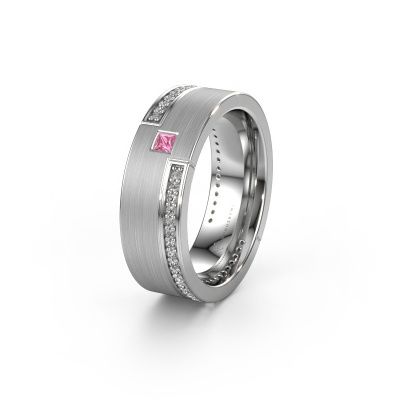 Wedding ring WH2048L17DM 585 white gold pink sapphire ±0.28x0.09in