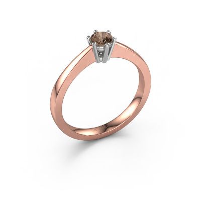 Engagement ring Noortje 585 rose gold brown diamond 0.25 crt