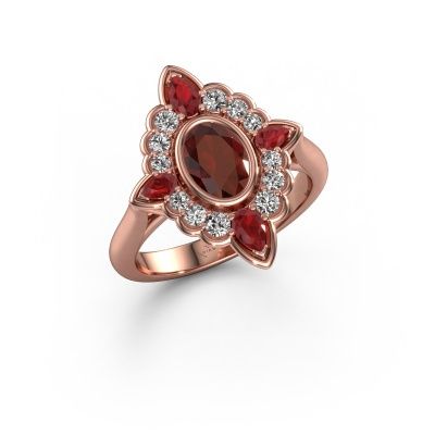Engagement ring Door 585 rose gold garnet 7x5 mm