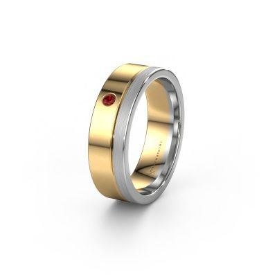 Wedding ring WH0301L16APM 585 gold garnet ±0.24x0.07 in