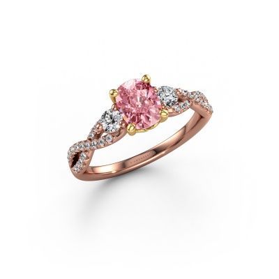 Engagement ring Marilou CSH 585 rose gold pink lab grown diamond 7.4x5.8 mm