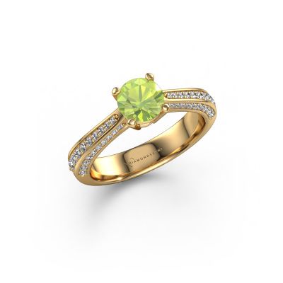 Engagement ring Ruby rnd 585 gold peridot 5.7 mm
