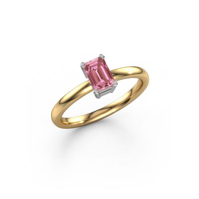 Engagement ring Denita 1 EME 585 gold pink lab grown diamond 6x4 mm