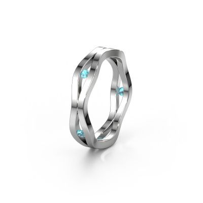 Wedding ring WH2122L 585 white gold blue topaz ±5x1.8 mm