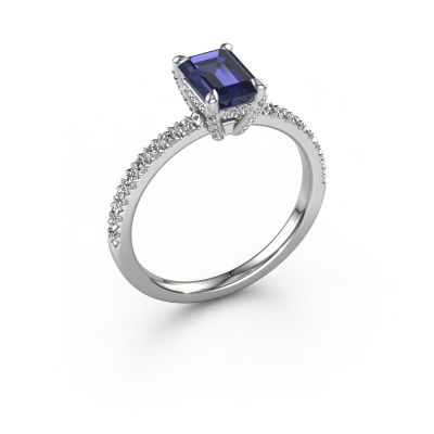 Engagement ring Saskia eme 1 950 platinum sapphire 7x5 mm