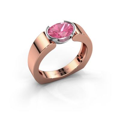 Ring Tonya 585 rosé goud roze saffier 8x6 mm