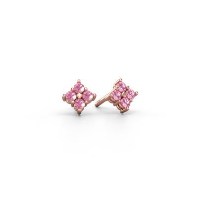 Clous d'oreilles Maryetta 585 or rose saphir rose 2 mm