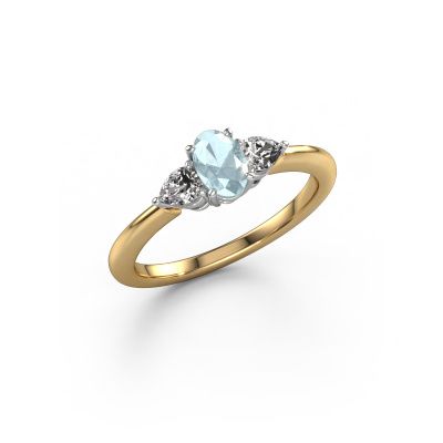Engagement ring Chanou OVL 585 gold aquamarine 7x5 mm
