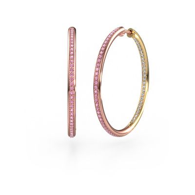 Hoop earrings Sina 30mm 585 rose gold pink sapphire 1.1 mm