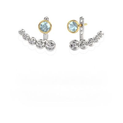 Boucles d'oreilles Wendy 585 or blanc aigue-marine 5 mm
