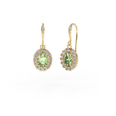 Drop earrings Jorinda 2 585 gold green lab grown diamond 7x5 mm