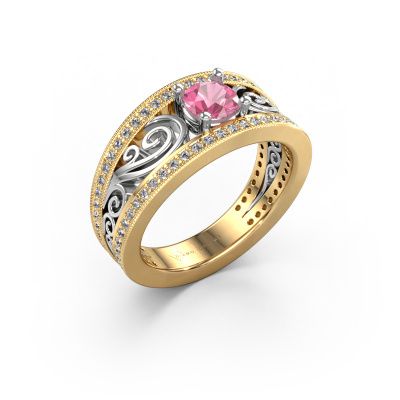 Bague de fiançailles Julliana 585 or jaune saphir rose 5 mm