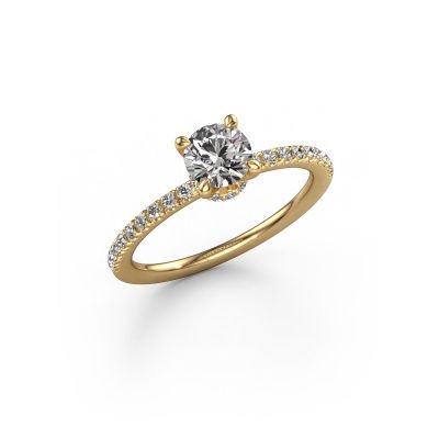 Bague de fiançailles Crystal rnd 4 585 or jaune diamant 0.910 crt