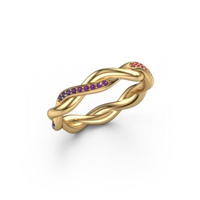 Stackable ring Swing half 585 gold Rainbow sapphire 1 1 mm