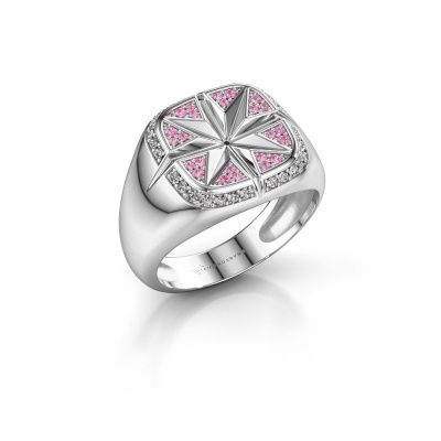 Heren ring Ravi 950 platina roze saffier 1 mm