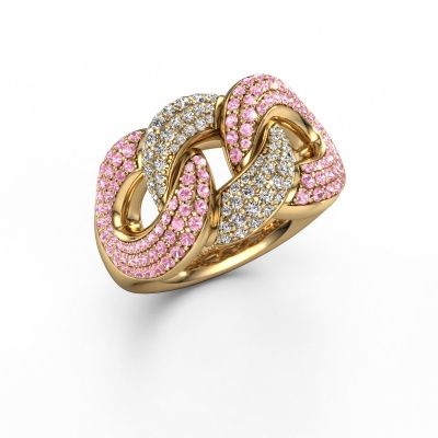 Ring Kylie 3 13mm 585 Gold Pink Saphir 0.8 mm