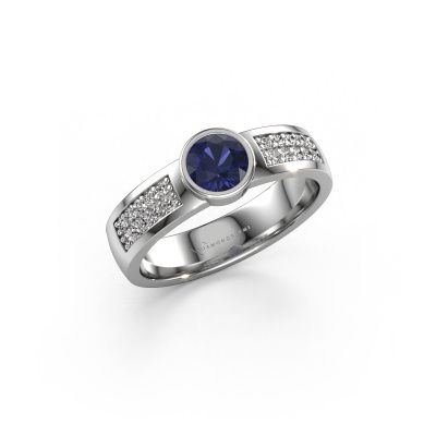 Engagement ring Ise 3 585 white gold sapphire 4.7 mm