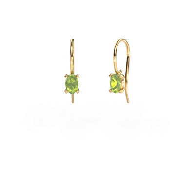 Pendants d'oreilles Cleo OVL 585 or jaune péridot 7x5 mm