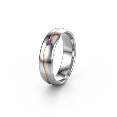 Wedding ring WH0905L35X 585 white gold amethyst ±0.20x0.07 in