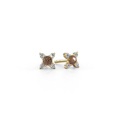 Boucles d'oreilles Nina 585 or jaune diamant brun 0.40 crt