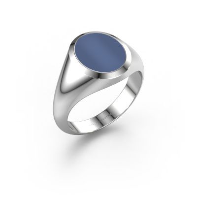Signet ring Evon 2 585 white gold blue sardonyx 12x10 mm