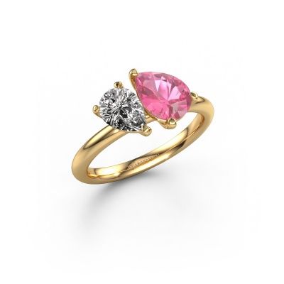 Engagement ring Toi et Moi PER-PER 585 gold pink sapphire 8x6 mm