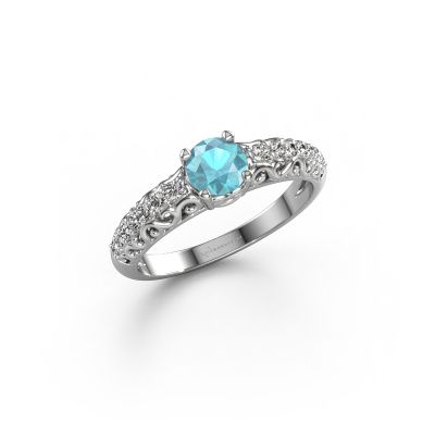 Engagement ring Mellie 950 platinum blue topaz 5 mm