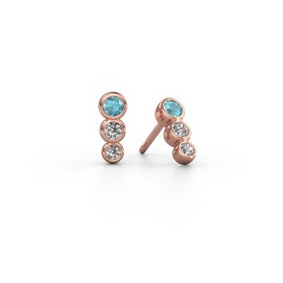 Boucles d'oreilles Felica 585 or rose topaze bleue 2.7 mm