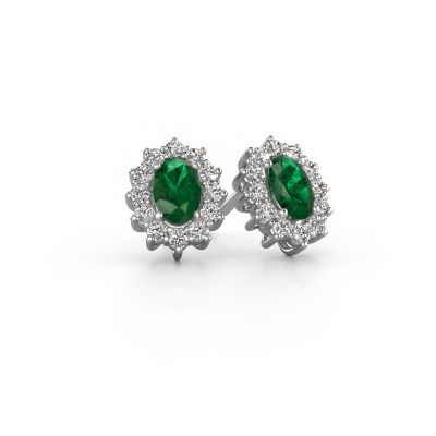 Earrings Margien 950 platinum emerald 6x4 mm