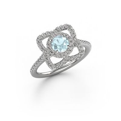 Engagement ring Cleopatra 585 white gold aquamarine 5 mm