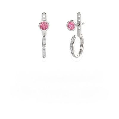 Clous d'oreilles Destiny 585 or blanc saphir rose 4 mm