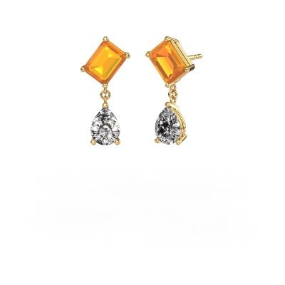 Boucles d'oreilles Toi et Moi EME PER 585 or jaune citrine 8x6 mm