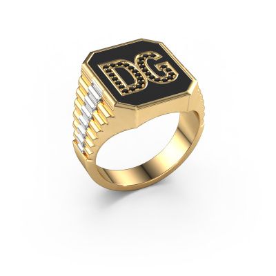 Bague style Rolex Stephan 3 585 or jaune diamant noir 0.006 crt