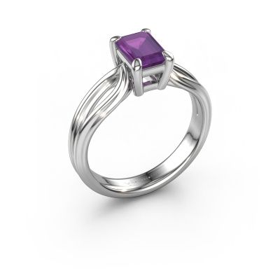 Verlobungsring Antonia eme 1 585 Weißgold Amethyst 7x5 mm